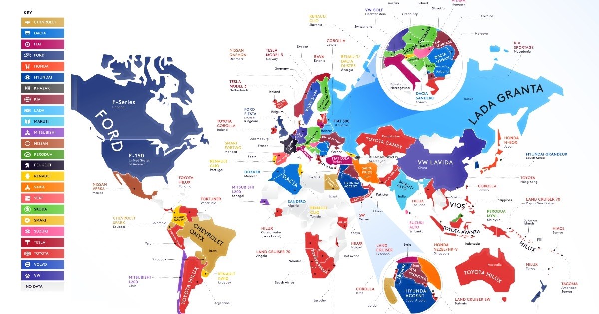 INFOGRAFIKA Ovo su najprodavanije marke auta po zemljama