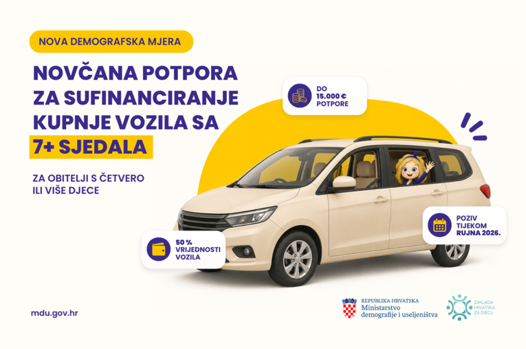 Vlada će obiteljima s četvero i više djece dati 15.000 eura za auto. Objavili detalje