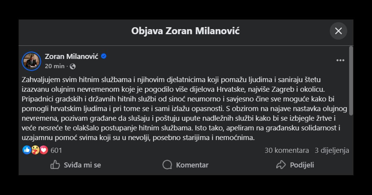Milanović: Apeliram na građansku solidarnost