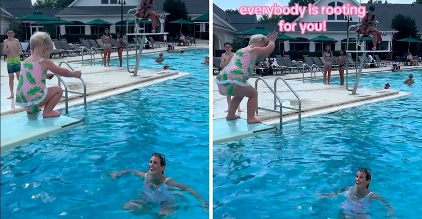 Prvi skok u bazen djevojčice od jedne i pol godine oduševio ljude: "Mala, ali hrabra"