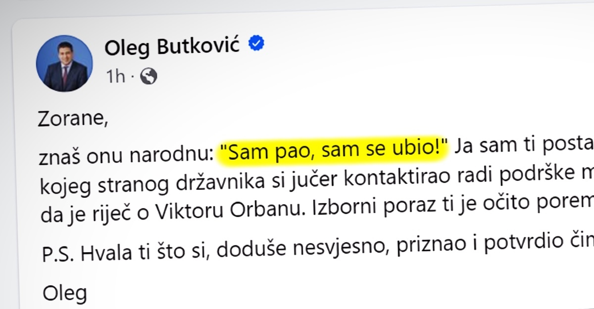 Butković Milanoviću: Sam pao, sam se ubio! Sam si priznao čime se baviš