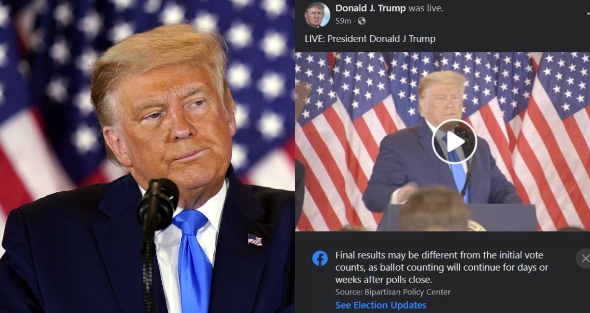 Facebook dodao upozorenje pod snimku Trumpova obraćanja