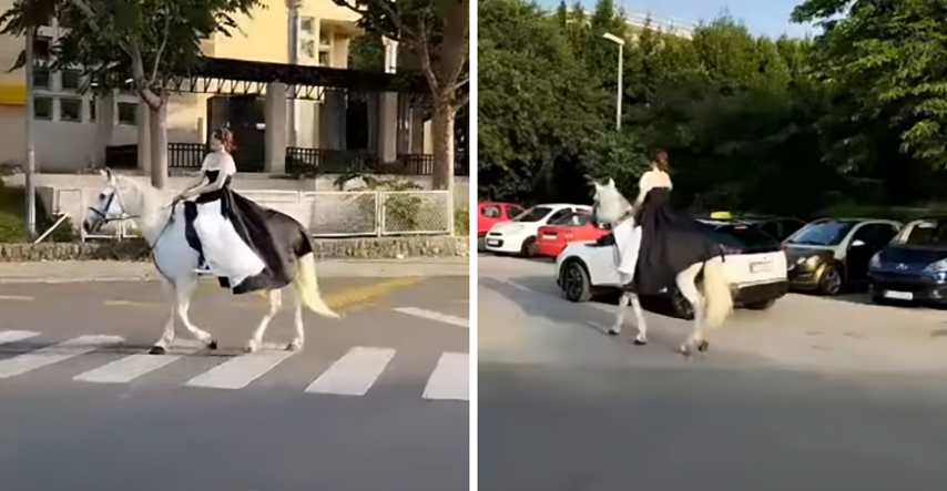 VIDEO Zanimljiv prizor u Splitu: Učenica na maturalnu zabavu stigla na konju