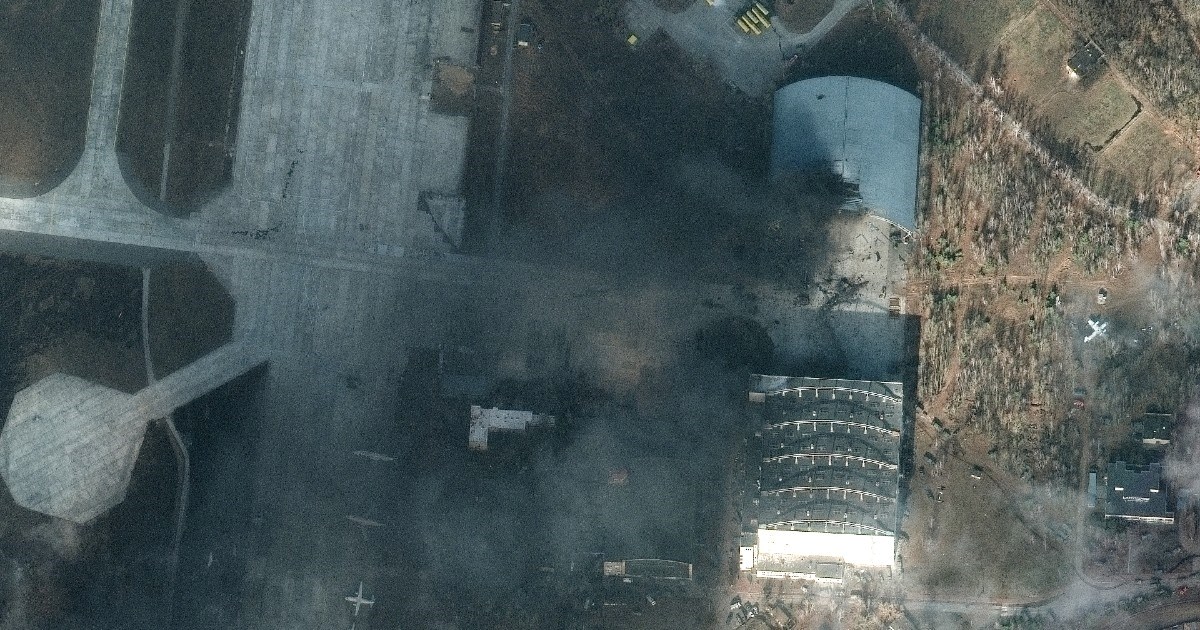 Snimku uništene zračne luke kod Kijeva objavila je ruska državna televizija