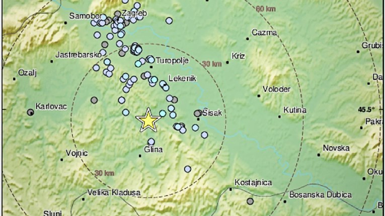 Slabiji potres kod Petrinje