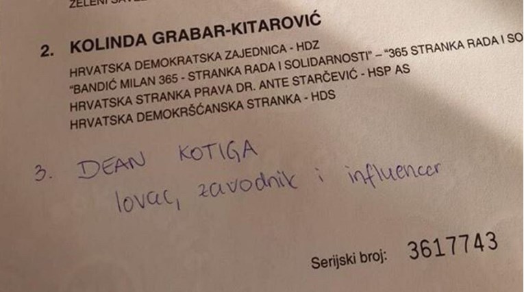 Hrpa ljudi dopisala Kotigu na glasački listić: "Lovac, zavodnik i influencer"