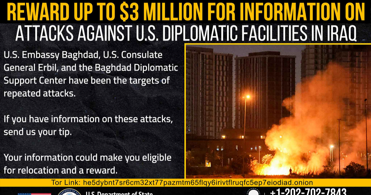 State Department nudi bogatu nagradu za informacije o napadima na svoje objekte u Iraku