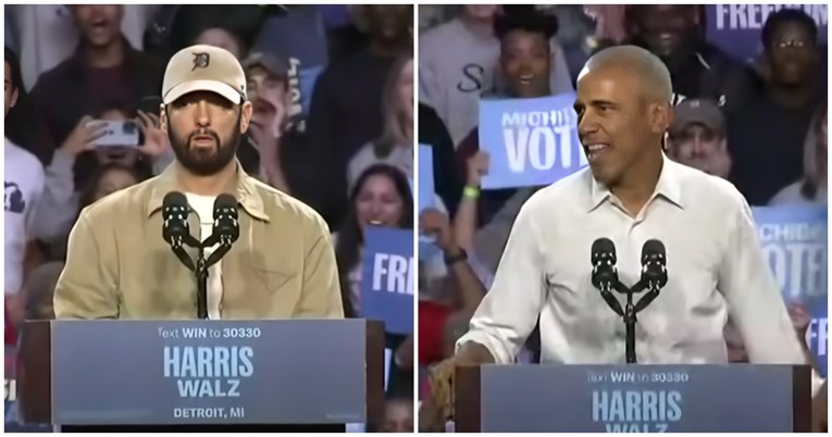 Eminem se na predizbornom skupu obrušio na Trumpa, Obama repao na pozornici