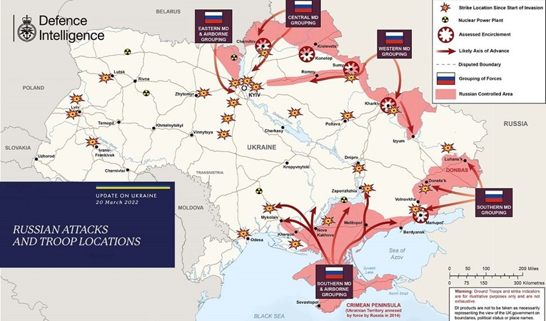 FOTO Ovo je najnovija britanska karta ruskih napada