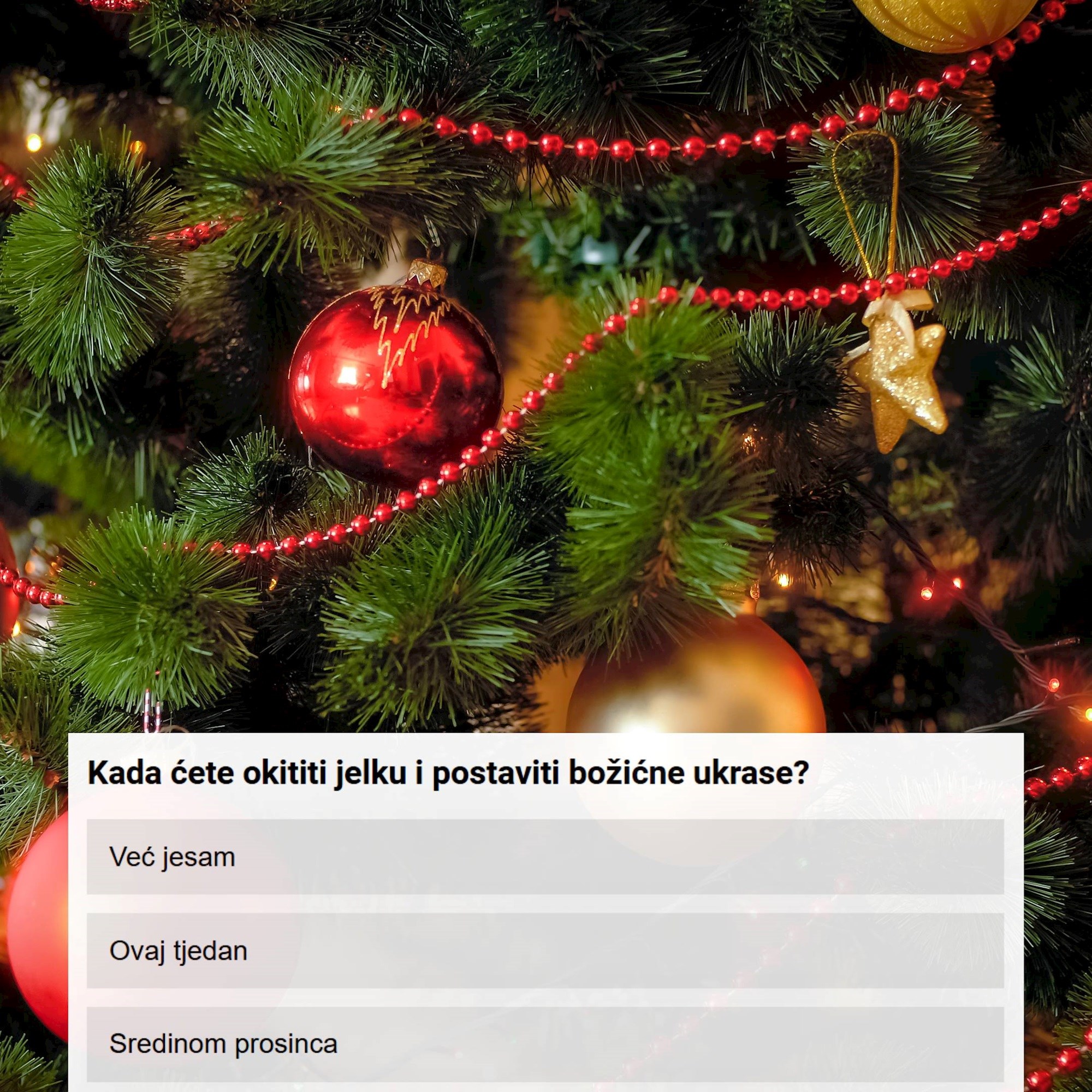 ANKETA Kad ćete okititi bor?