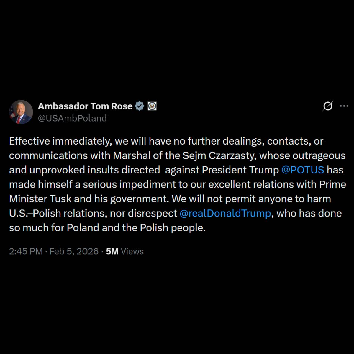 Ozbiljna svađa Poljske i Amerike zbog izjave poljskog čelnika o Trumpu i Nobelu