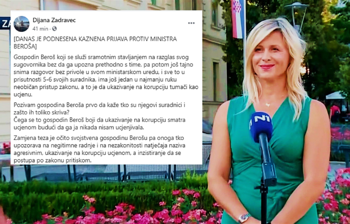 Dijana Zadravec podnijela kaznenu prijavu protiv Beroša