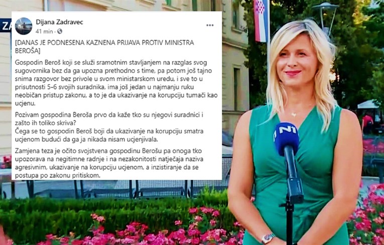 Dijana Zadravec podnijela kaznenu prijavu protiv Beroša, na Fejsu je objavila detalje