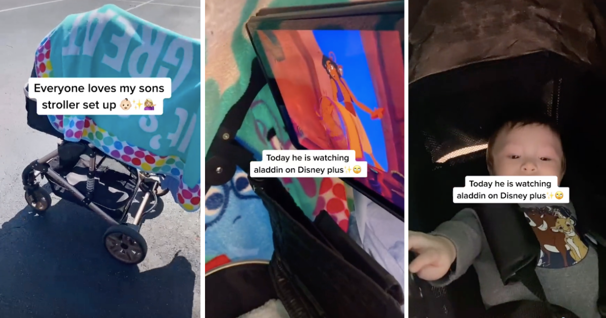 Roditelji kolica pretvorili u šator da bi dijete moglo gledati tablet dok kupuju