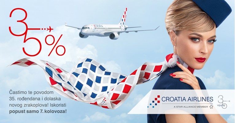 35 % popusta povodom 35 godina Croatia Airlinesa