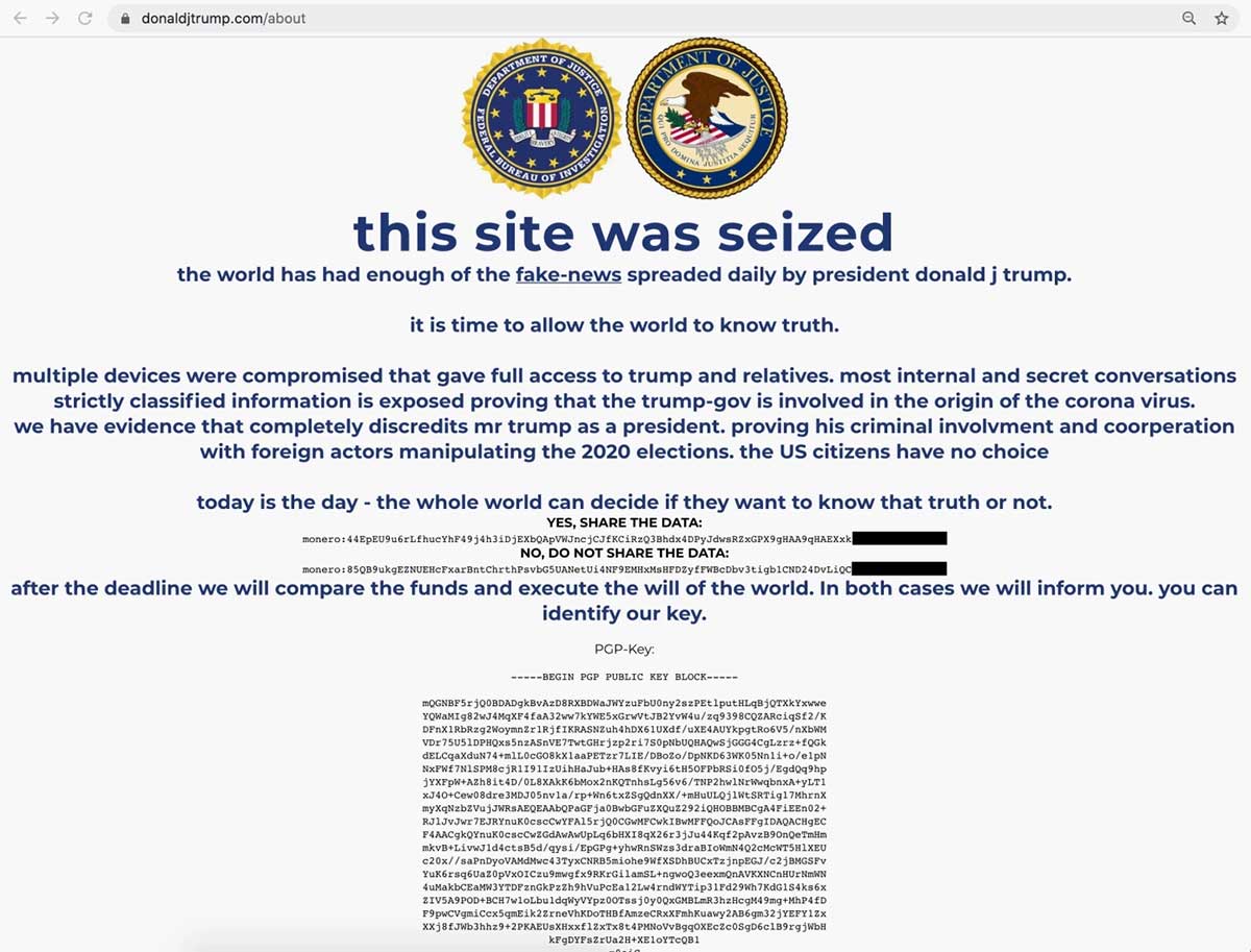 Hakirana web stranica Trumpove kampanje