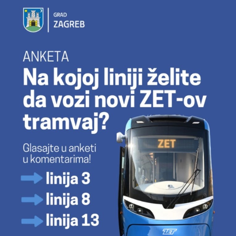 Grad Zagreb poziva ljude da na društvenim mrežama izaberu liniju za novi tramvaj