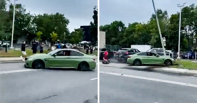 VIDEO Vozač BMW-a se htio pokazati pa pregazio pješake i srušio rasvjetu