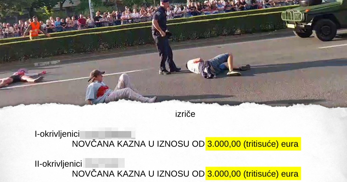 Aktivisti koji su prekinuli vojni mimohod u Zagrebu dobili kazne od 3000 eura