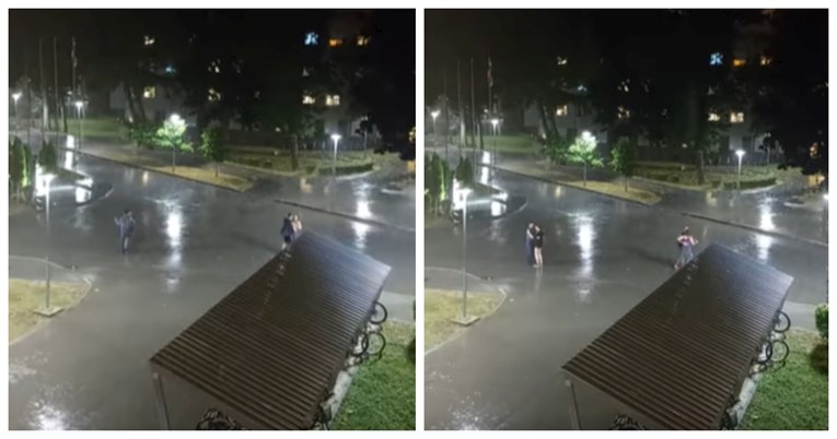Romantika na Savi: Dva para plesala na kiši ispred studentskog doma u Zagrebu