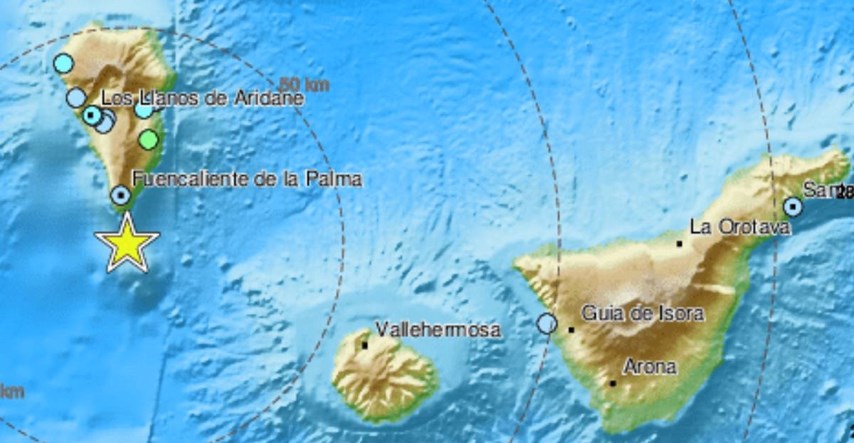 Potres na Kanarima magnitude 4.8