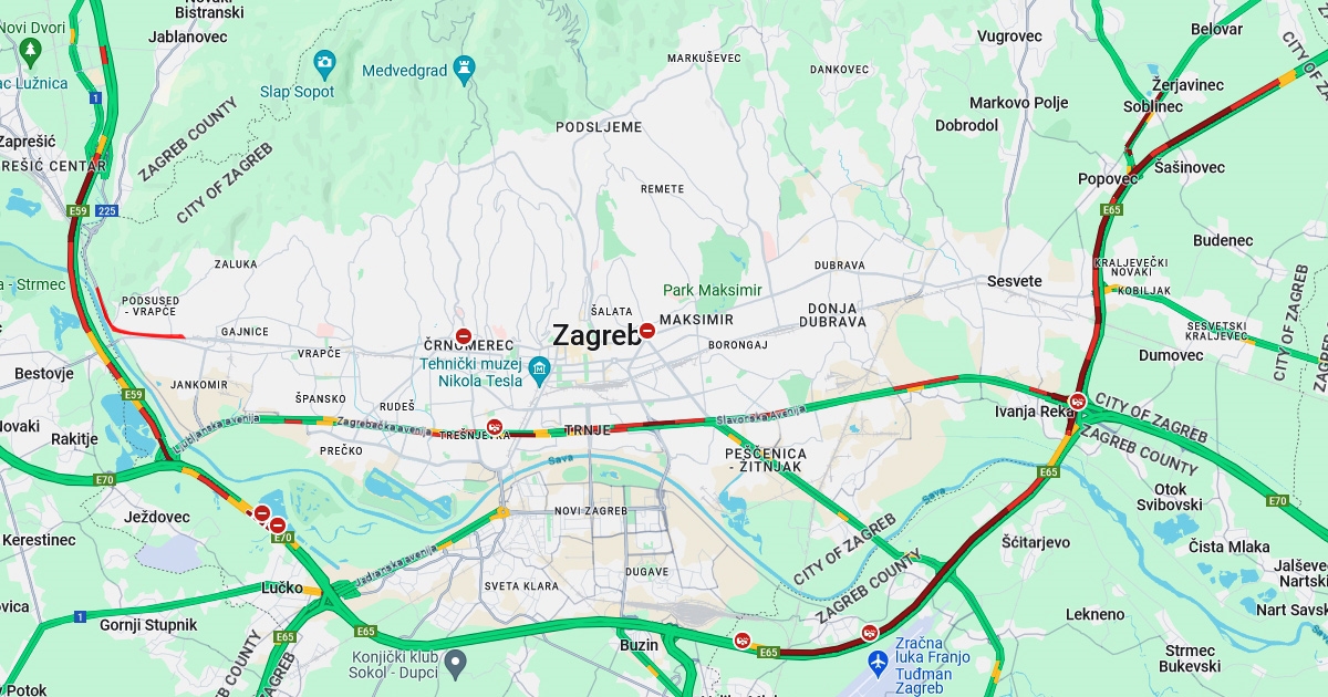 Velike gužve oko Zagreba, kolona kod čvora Zagreb zapad bila je sedam kilometara