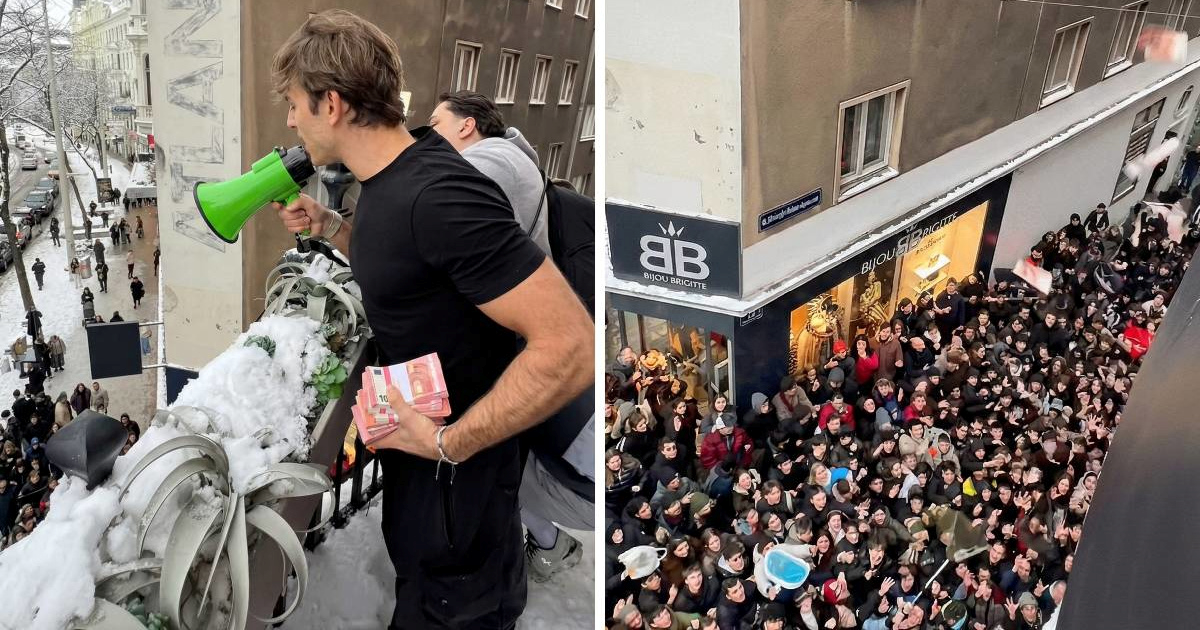 Influencer bacio 10.000 eura s balkona u Beču i izazvao kaos