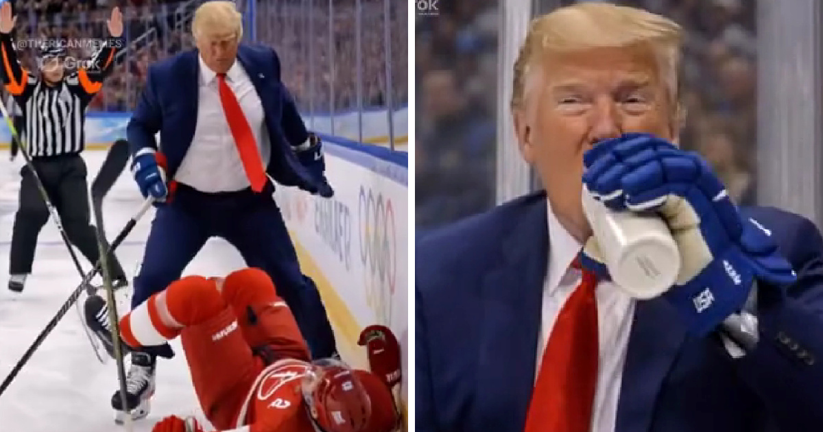 Trump objavio AI video u kojem gura i tuče kanadske hokejaše pa zabija gol