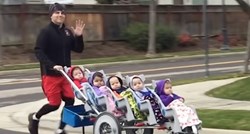 Tata petorki oborio rekord u trčanju polumaratona gurajući djecu u kolicima