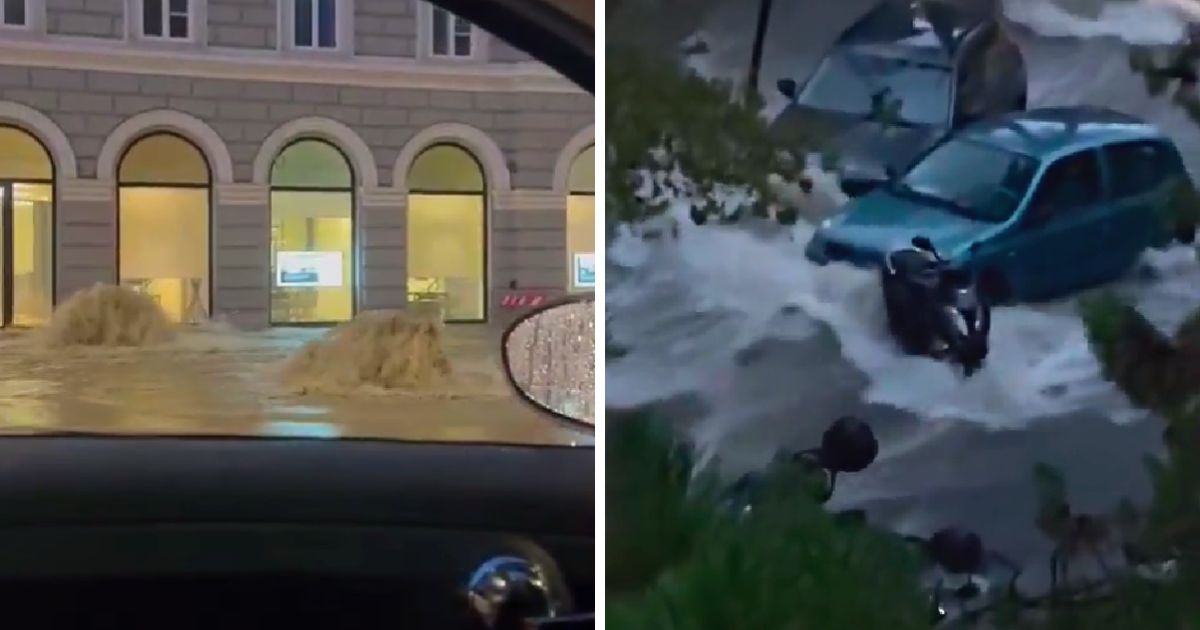 VIDEO Snažno nevrijeme u Trstu. Ulice potopljene, bujica nosila aute