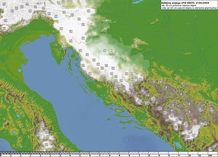 DHMZ izdao posebno upozorenje. Stiže snijeg, u dijelu zemlje će pasti preko 50 cm