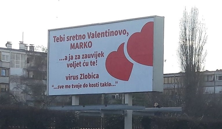 Marko dobio neobičnu poruku za Valentinovo na jumbo plakatu u Zagrebu