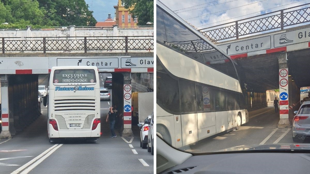 FOTO Bus na kat ostao zaglavljen ispod najpoznatijeg podvožnjaka u Zagrebu