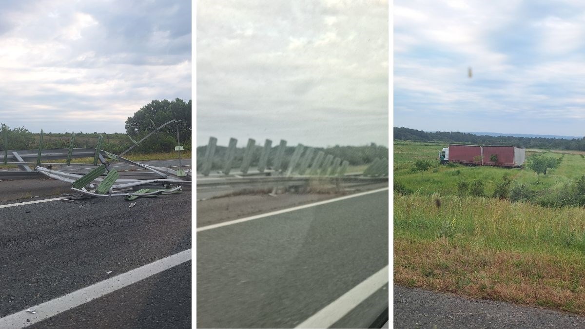 FOTO Kamion na A3 probio dvije ograde i završio usred polja. "Više sreće nego pameti"