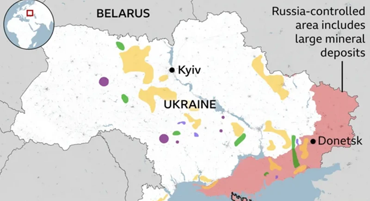 Ova karta pokazuje gdje se nalaze ključna mineralna bogatstva Ukrajine