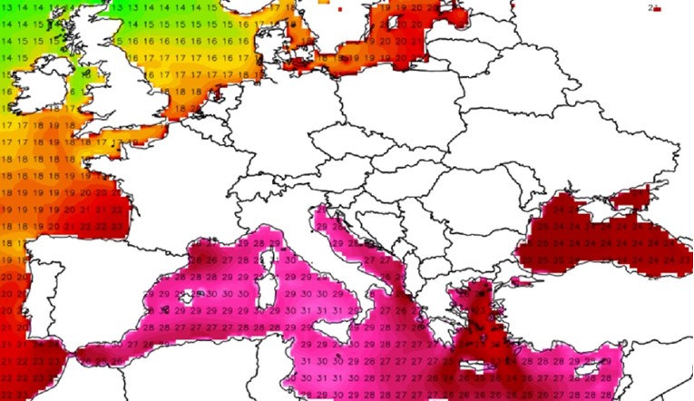 Objavljena karta: More u Mediteranu toplo kao tropsko