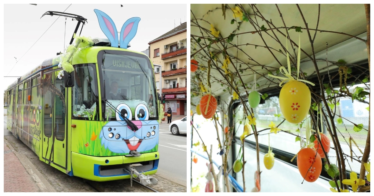 Osijekom ovih dana vozi uskrsni tramvaj, ukrašen je pisanicama i zečevima
