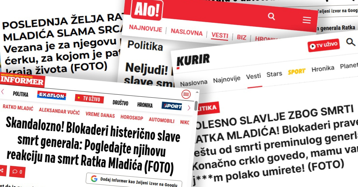 "Bagra jedva dočekala". Ovako srpski režimski mediji pišu o Ratku Mladiću