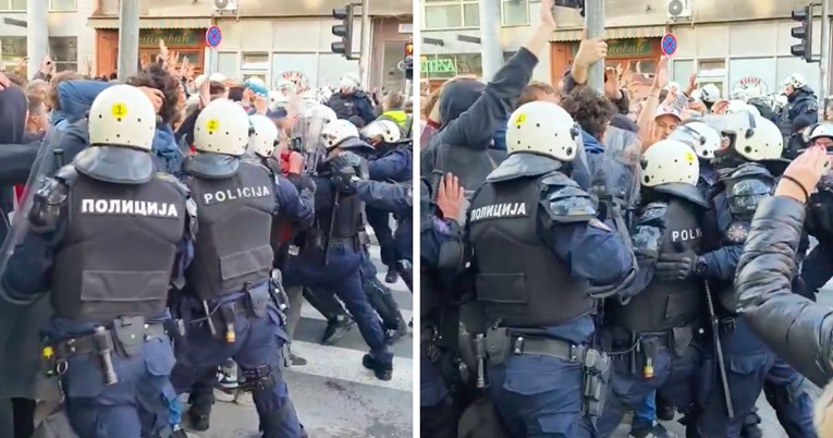VIDEO Studenti u Beogradu blokirali RTS, došlo do naguravanja s policijom