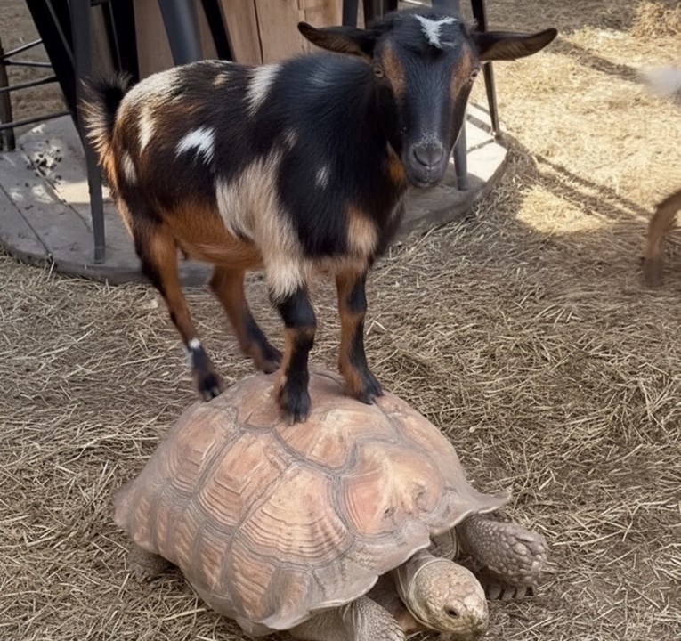 Neobičan prijevoz: Koza Rose koristi golemu kornjaču kao svoj privatni taksi
