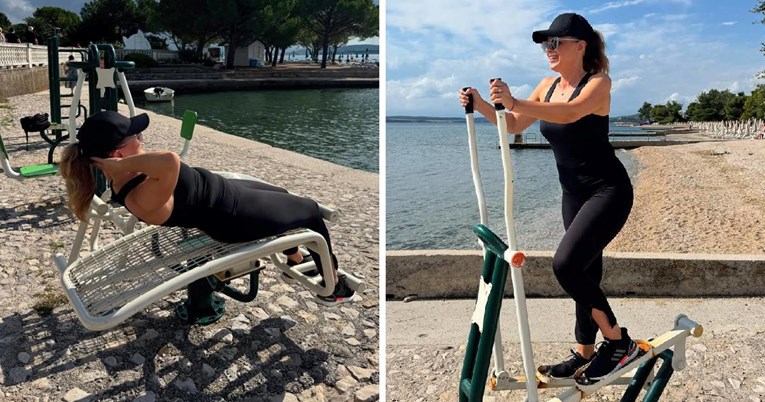 Sandra Bagarić postavila sprave uz obalu i vježbala: "Tesanje figure"
