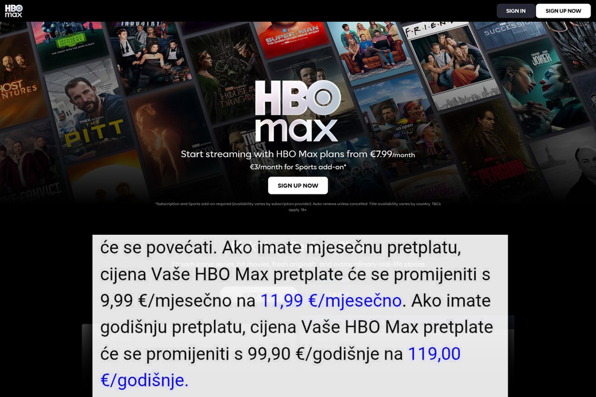 Poskupljuje HBO Max