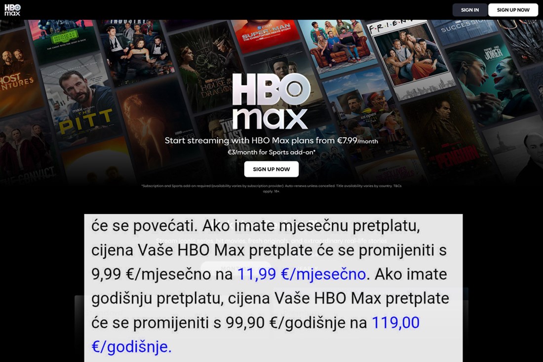 Poskupljuje HBO Max