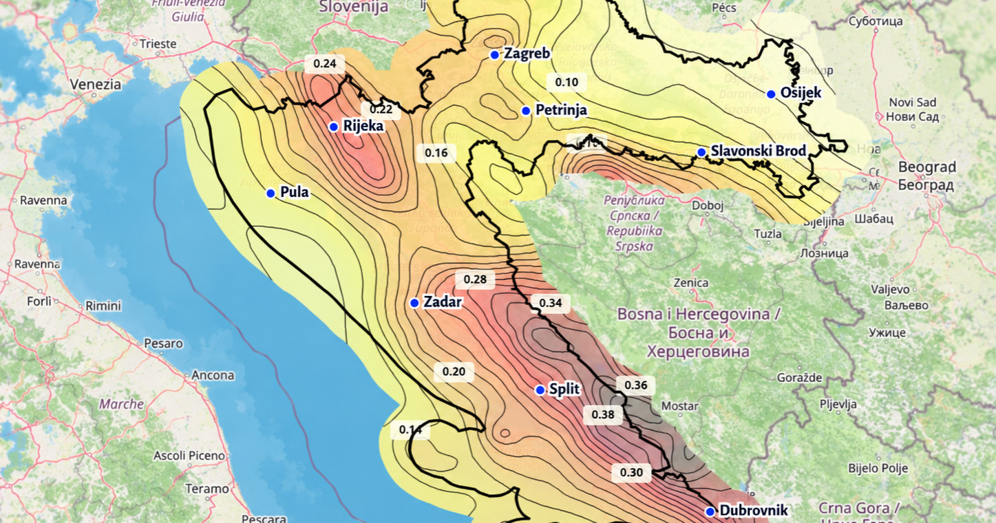 Napravljena nova interaktivna karta opasnosti od potresa u Hrvatskoj, pogledajte