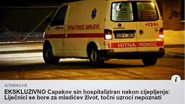 Širi se vijest da je Capakov sin završio u bolnici nakon cijepljenja. Nije