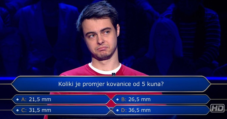 Promašio pitanje za 125.000 kuna, znate li vi promjer kovanice od 5 kuna?
