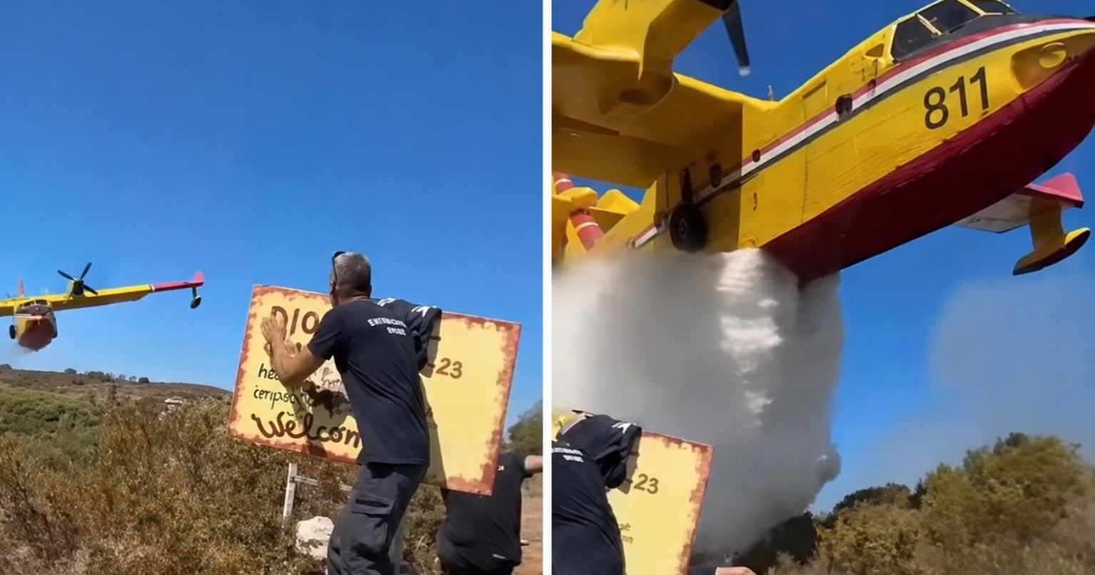 VIDEO Nevjerojatan prizor kod Hvara, kanader preletio tik iznad vatrogasaca