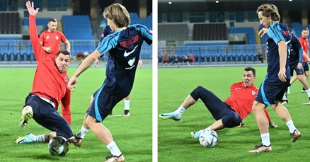 Mandžukić uklizao Modriću na treningu reprezentacije, pojavila se i legenda Hajduka