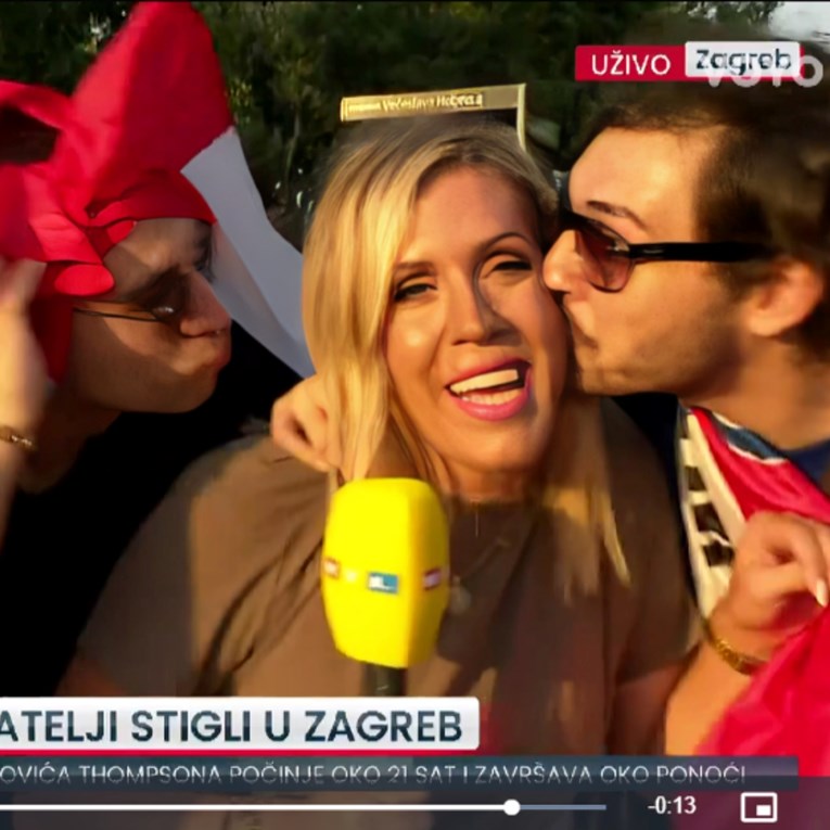 RTL-ovu novinarku u javljanju uživo poljubila dvojica Thompsonovih fanova
