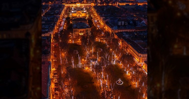 Fotografija koja ostavlja bez teksta: Lampicama ukrašen Zagreb snimljen iz zraka